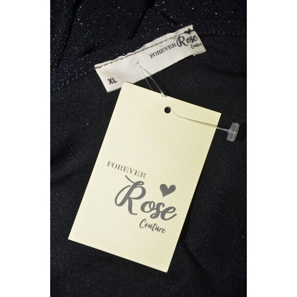 Forever Rose Couture NWT Black Sparkle Sexy Bodycon Dress Size XL Midi Sleeveles - Picture 7 of 10